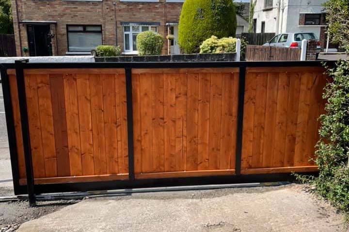 Wood composite driveway gate