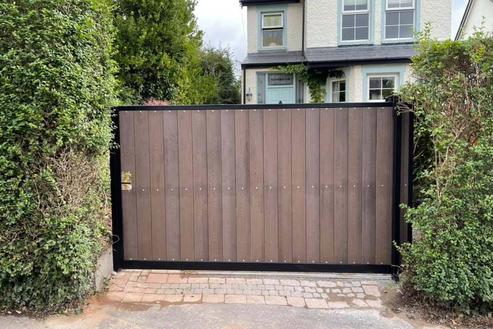 Wood driveway gate